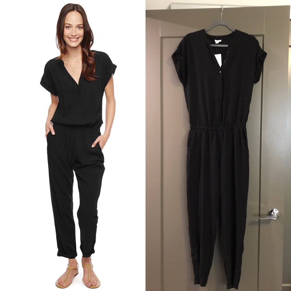 Splendid Henley Jumpsuit Romper in Black